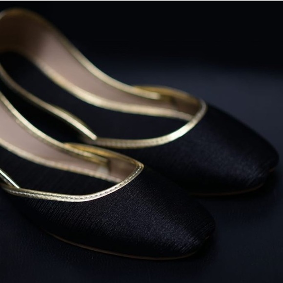 Woman flats shoes, khussa, black, 8US, jutti - Picture 3 of 8